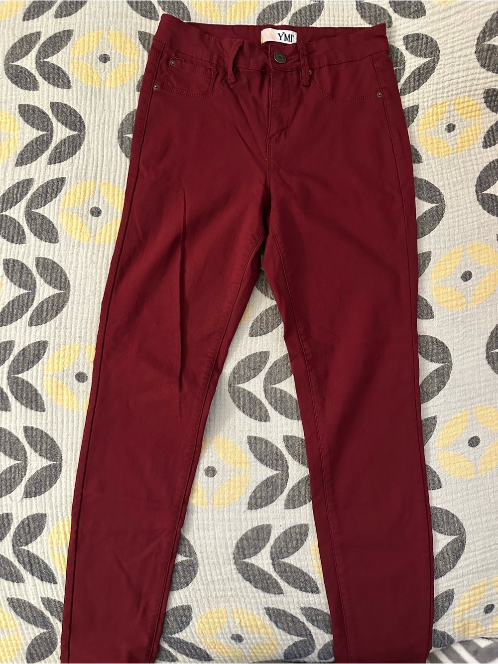 YMI Burgundy High-Rise Skinny Ankle Pants - Picture 6 of 10